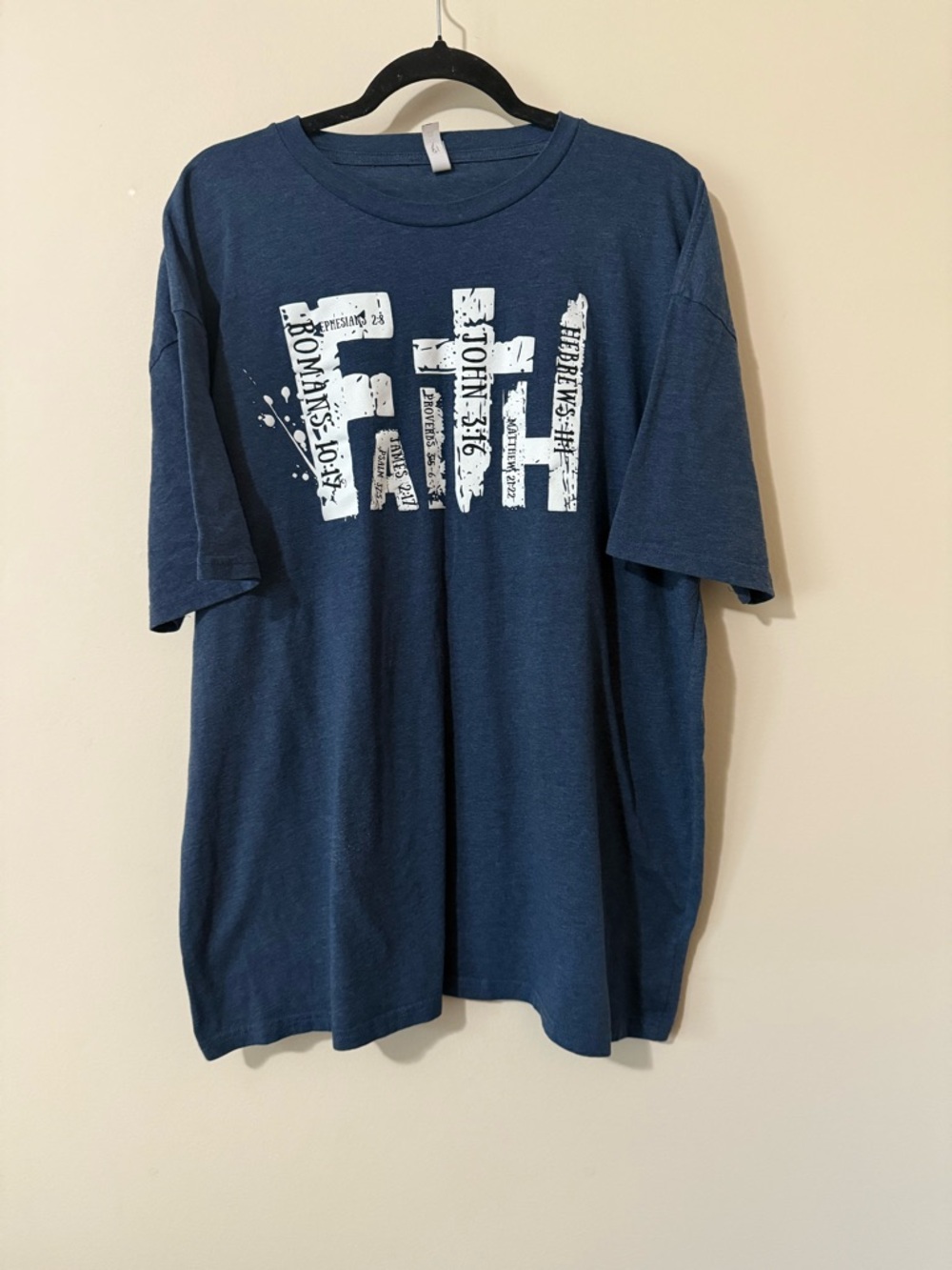 Faith Graphic Tee - Navy with White Print. PTP 26.